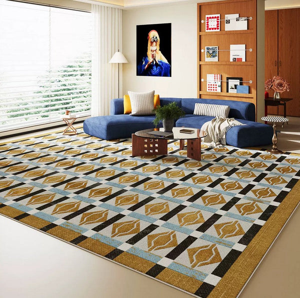 Modern Living Room Rug Ideas, Geometric Modern Rugs for Dining Room, Mid Century Colorful Rugs, Contemporary Abstract Rugs under Coffee Table-LargePaintingArt.com