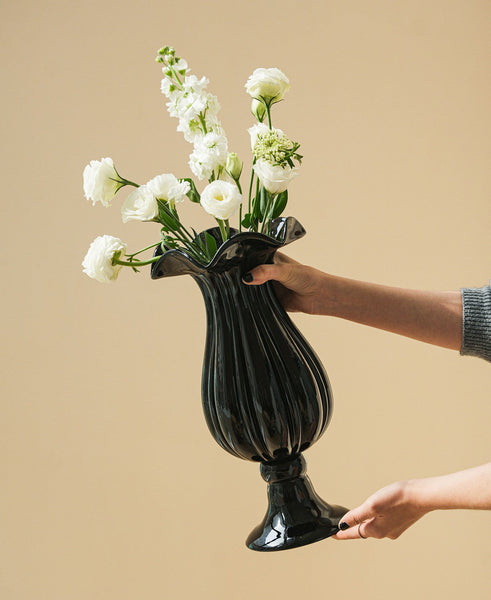 Handmade Modern Vases for Living Room, Modern Glass Vase for Flowers, Mid Century Glass Vases, Unique Decorative Glass Vase, Centerpiece Contemporary Vases on Table-LargePaintingArt.com
