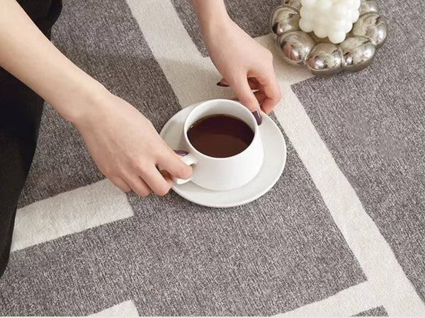 Large Geometric Rugs, Contemporary Area Rugs for Dining Room, Modern Rugs for Living Room, Gray Modern Rugs for Bedroom-LargePaintingArt.com