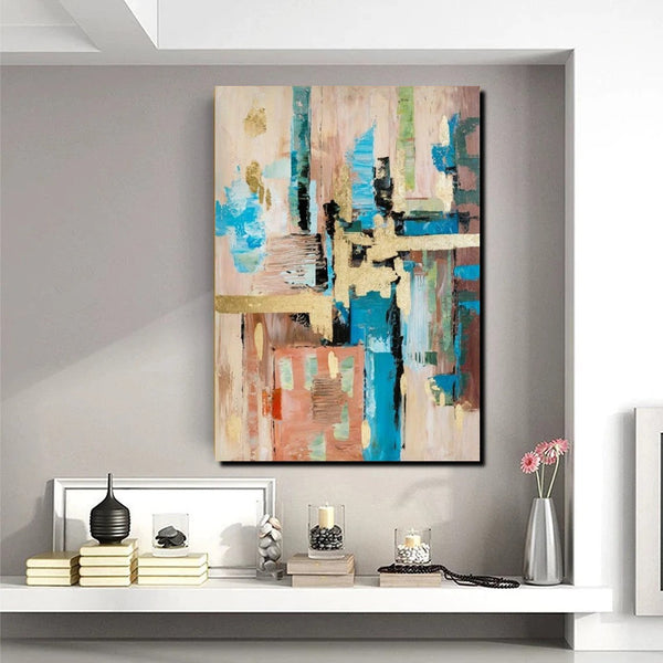 Abstract Paintings for Dining Room, Modern Paintings Behind Sofa, Palette Knife Canvas Art, Impasto Wall Art, Buy Paintings Online-LargePaintingArt.com