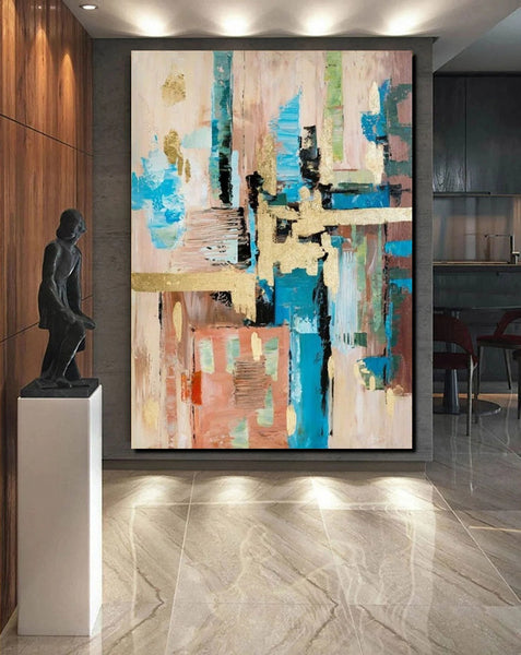 Abstract Paintings for Dining Room, Modern Paintings Behind Sofa, Palette Knife Canvas Art, Impasto Wall Art, Buy Paintings Online-LargePaintingArt.com