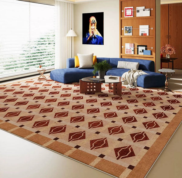 Geometric Modern Rugs for Dining Room, Mid Century Modern Rugs, Colorful Modern Rugs for Living Room, Contemporary Abstract Rugs under Coffee Table-LargePaintingArt.com