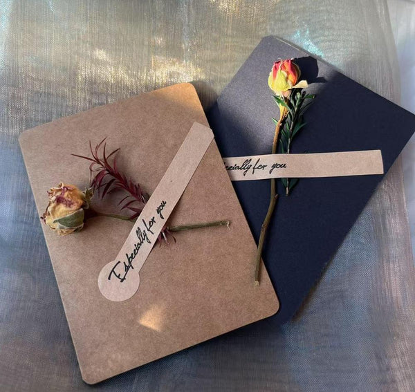 Wedding Greeting Card, Unique Anniversary Greeting Card, Creative Birthday Greeting Card, Beautiful Valentine's Day Greeting Card, Original Handmade Dried Flower Greeting Cards-LargePaintingArt.com