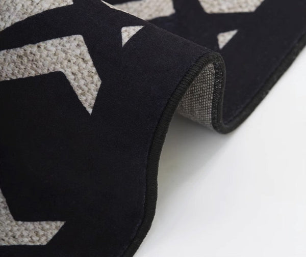 Elegant Modern Area Rugs under Sofa, Dining Room Floor Rugs, Mid Century Black Rugs for Living Room, Abstract Contemporary Rugs for Bedroom, Modern Carpets for Office-LargePaintingArt.com