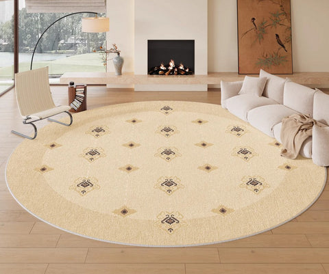 Bedroom Modern Round Rugs, Modern Rug Ideas for Living Room, Dining Room Contemporary Round Rugs, Circular Modern Rugs under Chairs-LargePaintingArt.com