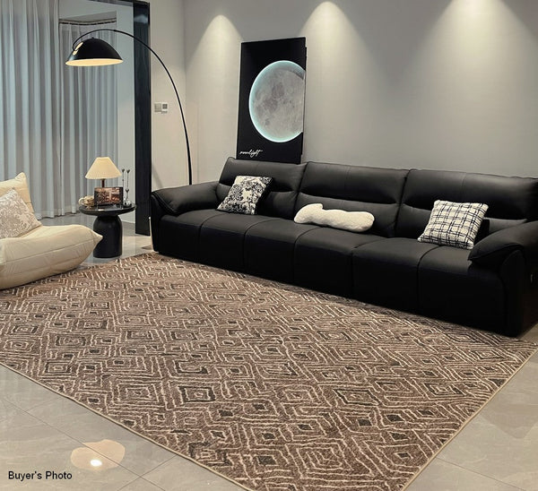 Large Modern Rugs for Living Room, Brown Modern Rug Ideas for Bedroom, Abstract Geometric Modern Rugs, Modern Rugs for Dining Room-LargePaintingArt.com