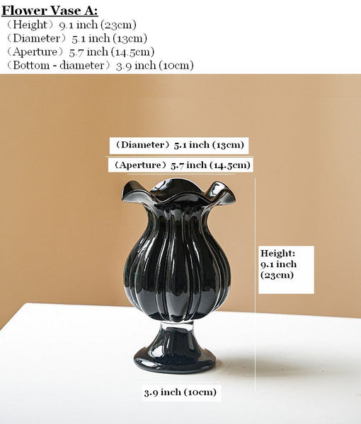 Handmade Modern Vases for Living Room, Modern Glass Vase for Flowers, Mid Century Glass Vases, Unique Decorative Glass Vase, Centerpiece Contemporary Vases on Table-LargePaintingArt.com