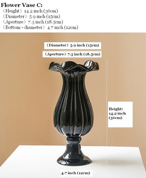 Handmade Modern Vases for Living Room, Modern Glass Vase for Flowers, Mid Century Glass Vases, Unique Decorative Glass Vase, Centerpiece Contemporary Vases on Table-LargePaintingArt.com