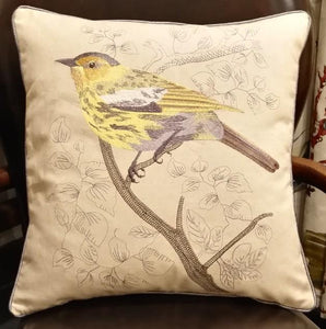Decorative Throw Pillows, Bird Throw Pillows, Pillows for Farmhouse, Sofa Throw Pillows, Embroidery Throw Pillows, Rustic Pillows for Couch-LargePaintingArt.com