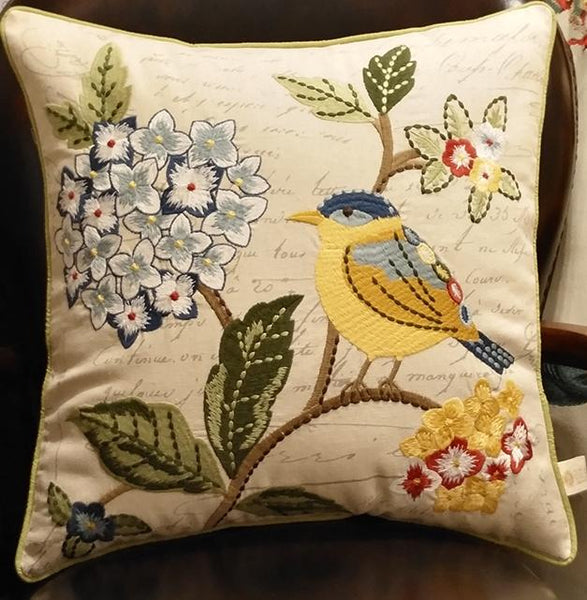 Decorative Throw Pillows, Bird Throw Pillows, Pillows for Farmhouse, Sofa Throw Pillows, Embroidery Throw Pillows, Rustic Pillows for Couch-LargePaintingArt.com