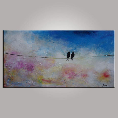 Modern Art, Love Birds Painting, Abstract Art, Contemporary Wall Art, Art for Sale, Abstract Art Painting, Living Room Wall Art, Canvas Art-LargePaintingArt.com
