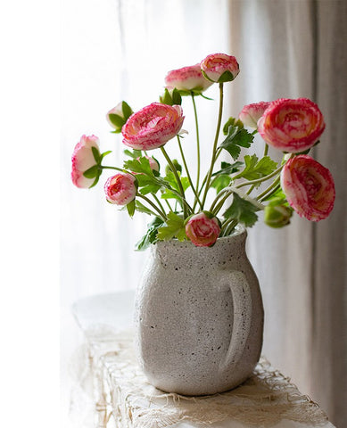 Ranunculus Asiaticus Flowers, Simple Modern Floral Arrangement Ideas for Home Decoration, Spring Artificial Floral for Dining Room, Bedroom Flower Arrangement Ideas-LargePaintingArt.com