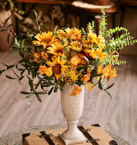 Large Bunch of Yellow Sunflowers, Unique Floral Arrangement for Home Decoration, Table Centerpiece, Real Touch Artificial Flowers for Living Room-LargePaintingArt.com