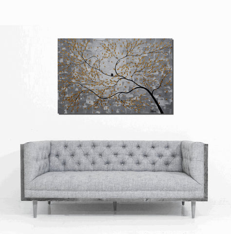 Large Art, Original Painting, Canvas Art, Abstract Painting, Abstract Art, Original Art, Wall Art, Canvas Painting, Love Birds Painting, Wedding Gift-LargePaintingArt.com