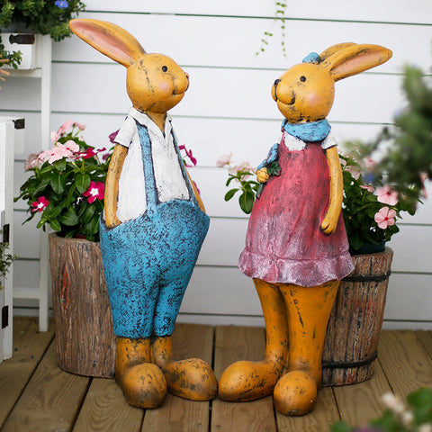 Large Rabbit Statues, Rabbit Flowerpots, Animal Statue for Garden Ornament, Villa Courtyard Decor, Outdoor Decoration, Garden Decor Ideas-LargePaintingArt.com