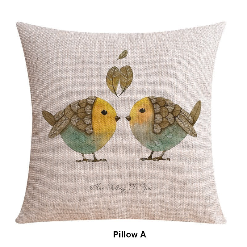 Throw Pillows for Couch, Simple Decorative Pillow Covers, Decorative Sofa Pillows for Children's Room, Love Birds Decorative Throw Pillows-LargePaintingArt.com