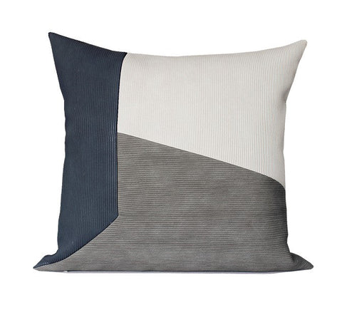Large Modern Throw Pillows, Decorative Throw Pillow for Couch, Blue Grey Modern Sofa Pillows, Decorative Throw Pillows for Living Room, Large Square Pillows-LargePaintingArt.com