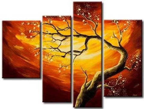 Tree of Life Painting, 4 Piece Canvas Art, Tree Paintings, Oil Painting for Sale, Bedroom Canvas Painting, Acrylic Painting on Canvas-LargePaintingArt.com
