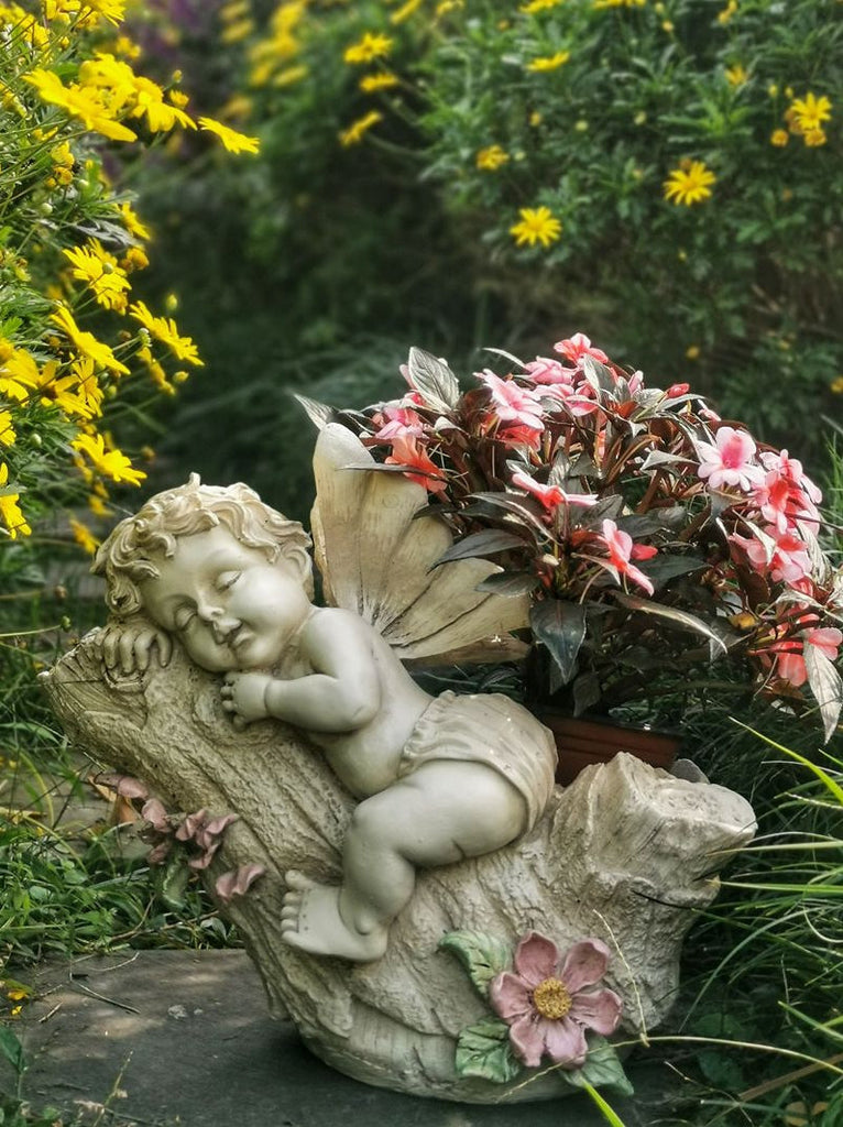 Large Angel Flowerpot, Resin Statue for Garden, Creative Modern Statue –