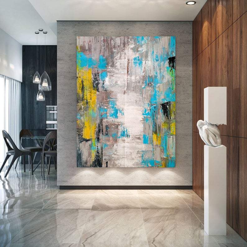 Large Acrylic Painting, Huge Paintings for Dining Room, Hand Painted Wall Art Painting, Modern Canvas Artwork-LargePaintingArt.com