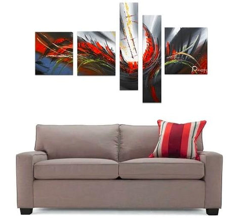 Abstract Canvas Painting, Simple Acrylic Art, 5 Piece Wall Painting, Canvas Painting for Living Room, Contemporary Modern Art-LargePaintingArt.com