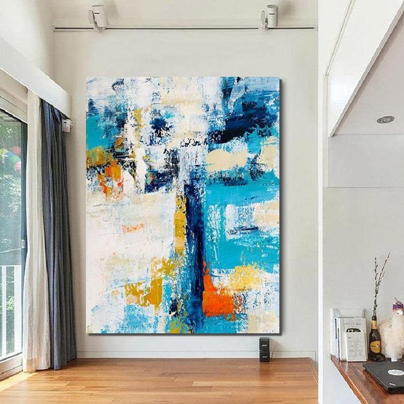 Abstract Canvas Painting, Modern Paintings for Dining Room, Hand Painted Wall Painting, Extra Large Abstract Artwork-LargePaintingArt.com