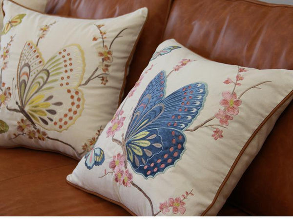 Butterfly Cotton and linen Pillow Cover, Decorative Throw Pillows for Living Room, Decorative Sofa Pillows-LargePaintingArt.com