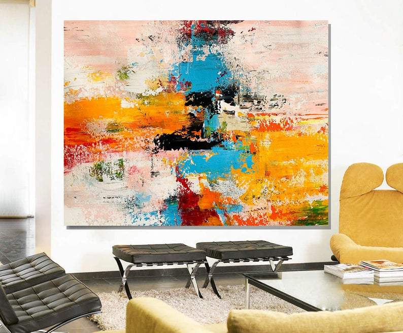 Acrylic Abstract Art, Extra Large Paintings, Modern Abstract Acrylic Painting, Living Room Wall Painting-LargePaintingArt.com