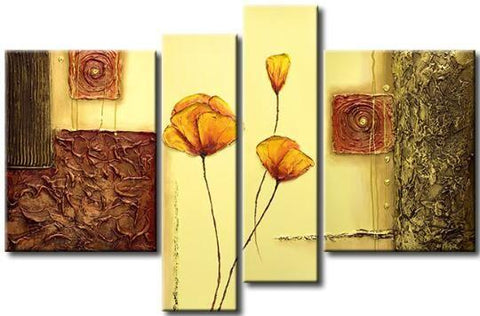 Flower Abstract Painting, Large Acrylic Painting on Canvas, Abstract Flower Painting, Dining Room Wall Art Paintings-LargePaintingArt.com