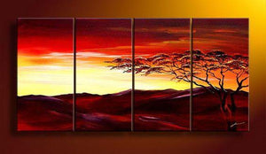 Landscape Canvas Paintings, Sunset Tree Painting, Extra Large Wall Art for Living Room, Hand Painted Wall Art, Canvas Painting for Sale-LargePaintingArt.com