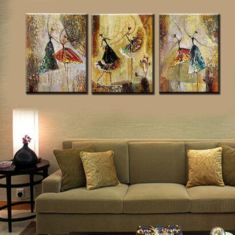 Abstract Acrylic Painting, Ballet Dancers Painting, Canvas Painting for Dining Room, Modern Paintings for Sale-LargePaintingArt.com