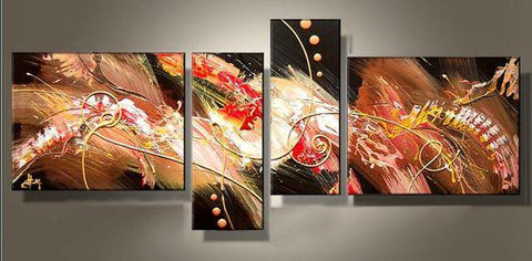 Abstract Acrylic Painting, 4 Piece Paintings, Paintings for Living Room, Large Painting Above Sofa, Modern Wall Art Paintings-LargePaintingArt.com