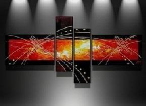 Black and Red Canvas Art Painting, Abstract Acrylic Art, 4 Piece Wall Art Paintings, Living Room Modern Paintings, Buy Painting Online-LargePaintingArt.com