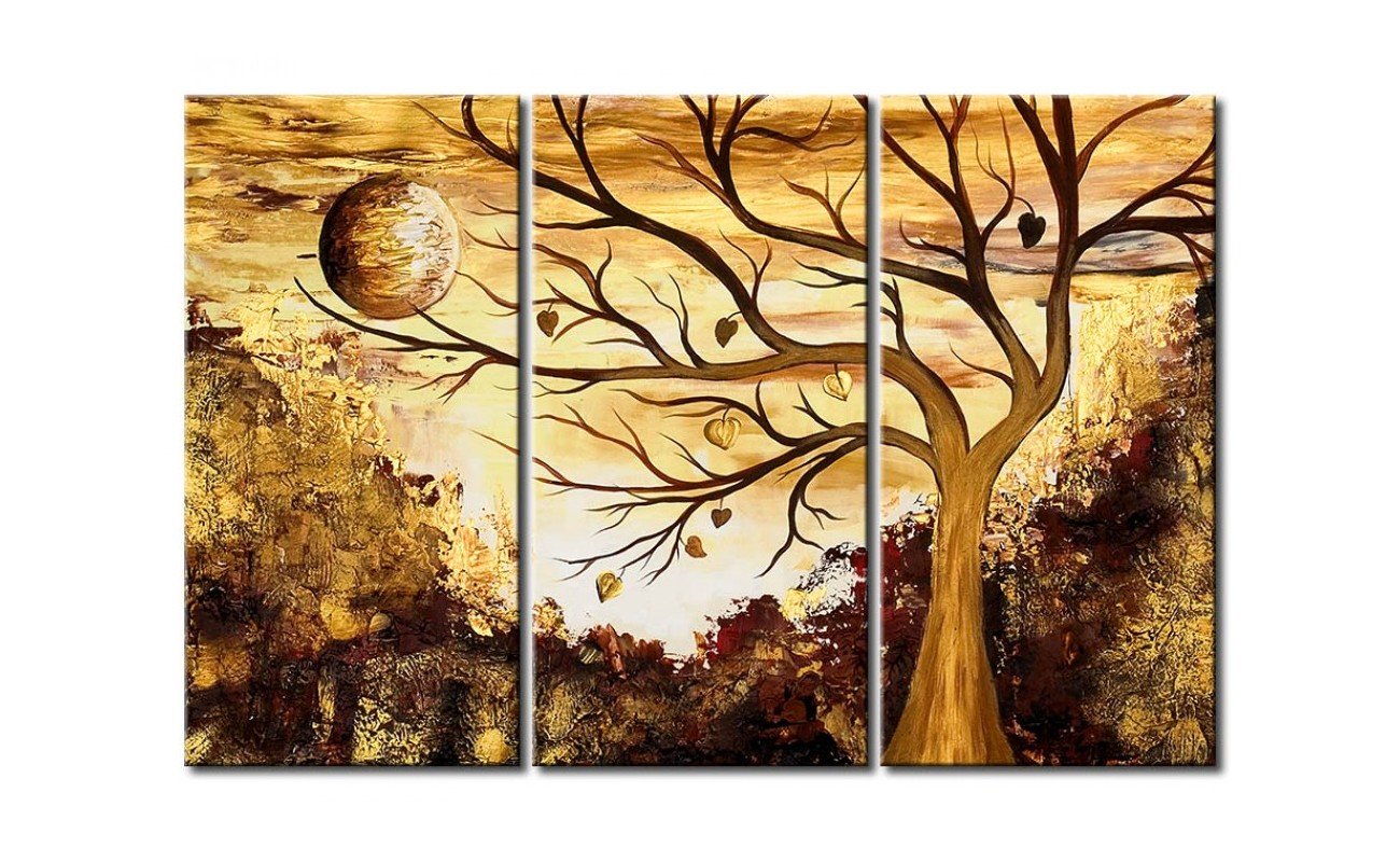 Tree of Life Painting, Moon Painting, 3 Piece Painting, Modern Acrylic Paintings, Wall Art Paintings-LargePaintingArt.com