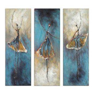 Ballet Dancers Painting, Bedroom Canvas Painting, Simple Abstract Painting, Acrylic Painting on Canvas, 3 Piece Wall Art Paintings-LargePaintingArt.com