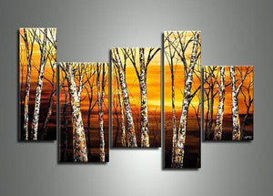 Landscape Painting, Birch Tree Painting, Acrylic Painting Landscape, Living Room Wall Art Paintings-LargePaintingArt.com