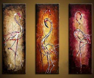 Canvas Painting, Abstract Bird Painting, Abstract Painting, Acrylic Art, 3 Piece Wall Art-LargePaintingArt.com