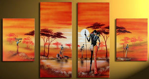 African Painting, Acrylic Wall Art Painting, Living Room Wall Paintings, Hand Painted Canvas Art-LargePaintingArt.com