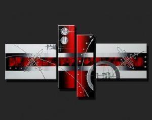Red Abstract Painting, Large Acrylic Painting on Canvas, 4 Piece Abstract Art, Buy Painting Online, Contemporary Abstract Paintings-LargePaintingArt.com
