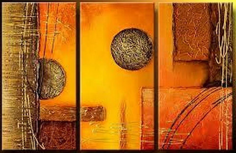 Heavy Texture Acrylic Painting, Dining Room Wall Art Paintings, 3 Piece Art Painting, Heavy Texture Paintings, Contemporary Wall Art Painting-LargePaintingArt.com
