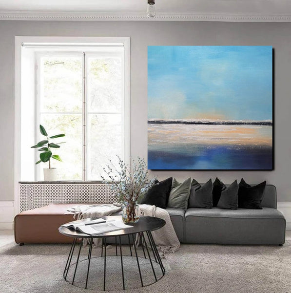 Bedroom Wall Painting, Original Landscape Paintings, Large Paintings for Living Room, Hand Painted Acrylic Painting, Seascape Canvas Paintings-LargePaintingArt.com