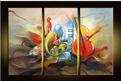 Abstract Painting on Canvas, Music Painting, 3 Piece Painting, Modern Acrylic Paintings, Wall Art Paintings-LargePaintingArt.com