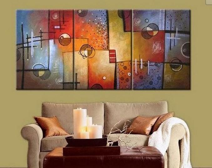 Group Art, Large Oil Painting, Abstract Oil Painting, Living Room Art, Modern Art, 3 Piece Wall Art, Abstract Painting-LargePaintingArt.com