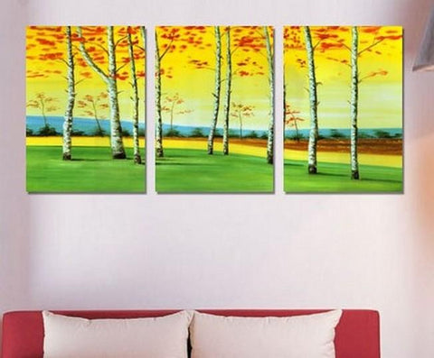 Landscape Painting, Autumn Art, Canvas Painting, Wall Art, Large Painting, Living Room Wall Art, Modern Art, 3 Piece Wall Art, Abstract Painting, Home Art Decor-LargePaintingArt.com