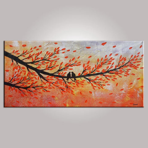 Love Birds Painting, Abstract Art, Contemporary Wall Art, Modern Art, Art for Sale, Abstract Art Painting, Dining Room Wall Art, Canvas Art-LargePaintingArt.com
