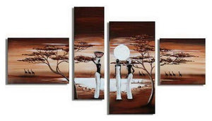 African Sunset Painting, African Painting, Living Room Wall Art, Canvas Art Painting, Landscape Canvas Paintings-LargePaintingArt.com