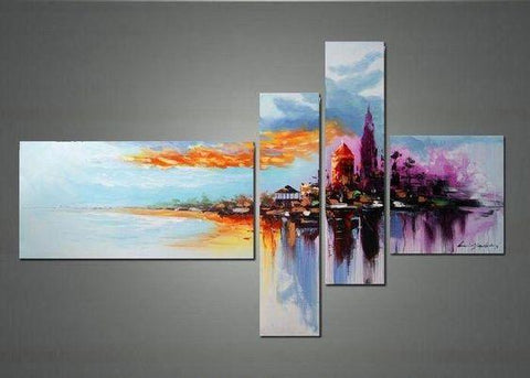 Cityscape Painting, Contemporary Painting, Living Room Wall Painting, Acrylic Painting Abstract, Modern Acrylic Painting-LargePaintingArt.com