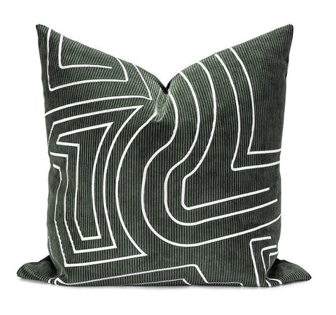 Contemporary Cushions for Interior Design, Large Modern Decorative Pillows for Sofa, Green Modern Throw Pillows for Couch-LargePaintingArt.com