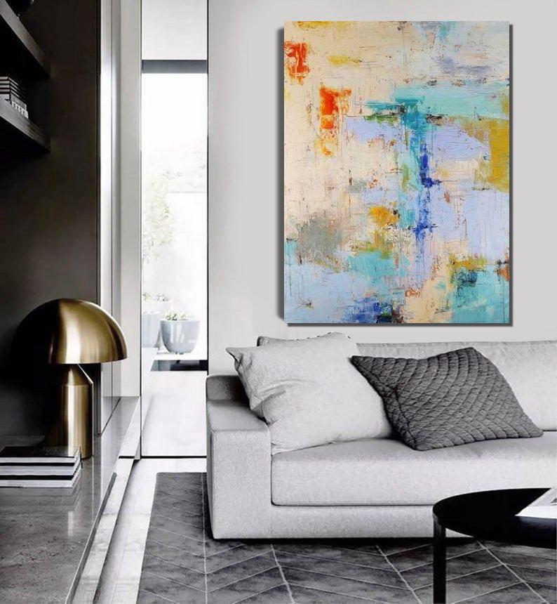 Extra Large Paintings for Bedroom, Abstract Acrylic Painting, Hand Painted Wall Painting, Modern Abstract Art-LargePaintingArt.com