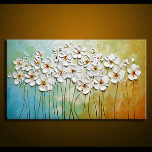 Flower Paintings, Texture Painting, Palette Knife Painting, Acrylic Flower Art, Wall Art Paintings-LargePaintingArt.com